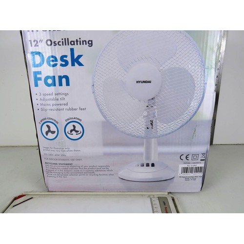 373 - BOXED DESK FAN, CAMERA ETC