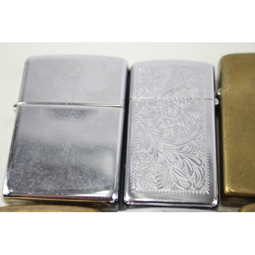 451 - 6 x Zippo Lighters Inc Vintage Chrome Stainless Brass Venetian Slimline Etc