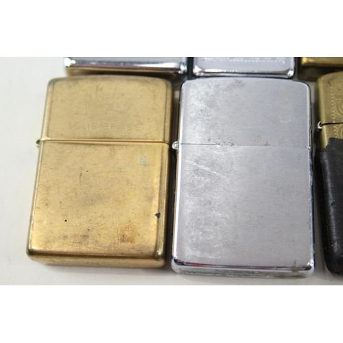 451 - 6 x Zippo Lighters Inc Vintage Chrome Stainless Brass Venetian Slimline Etc