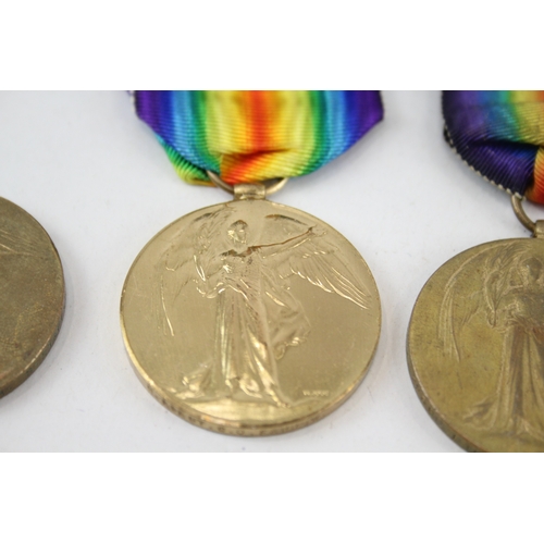 453 - WW1 Victory Medals x 3 inc Named 22390 Pte.  W. Whitaker H.L.I