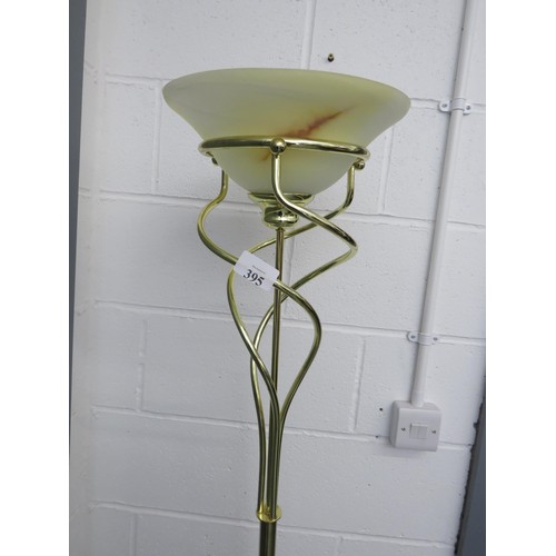 395 - BRASS AND ONYX FLOOR STANDING LAMP