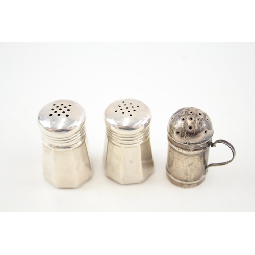 515 - 3 x Antique / Vintage Hallmarked .925 Sterling Silver Salt / Pepper Cellars 26g