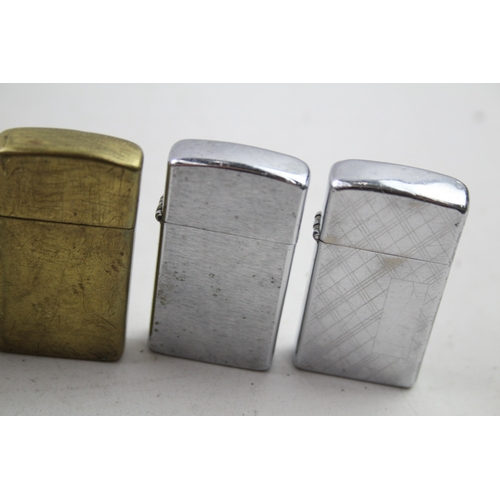 512 - Job Lot Zippo Lighters Inc Solid Brass Stainless Pre 1979 Leather Cased Etc x 5