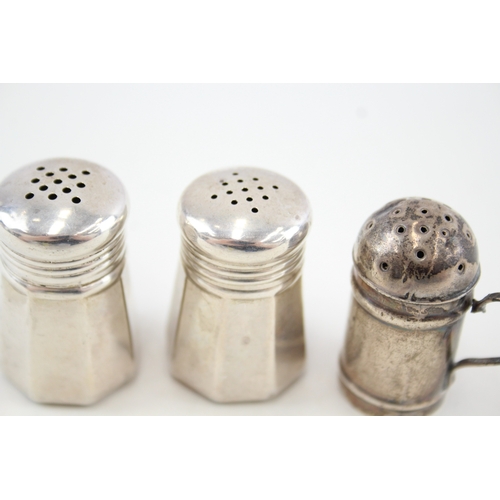 515 - 3 x Antique / Vintage Hallmarked .925 Sterling Silver Salt / Pepper Cellars 26g