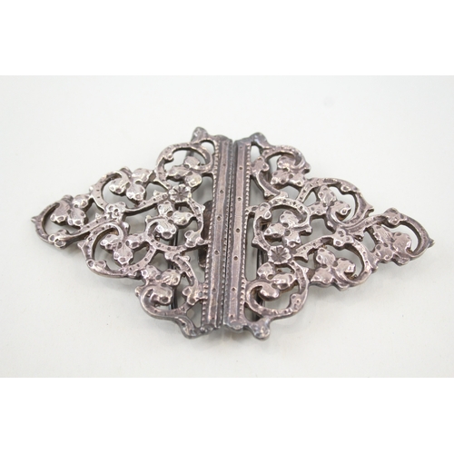 525 - Vintage Hallmarked .925 Sterling Silver Ladies Ornate Nurses' Belt Buckle (56g)