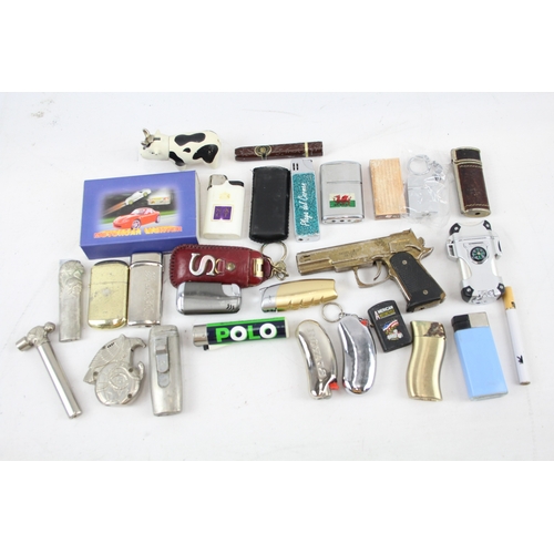 479 - 28 x Assorted Cigarette LIGHTERS Inc Novelty, Polo, Eagle, Car, Cow Etc