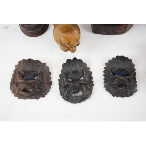 480 - Wooden Ornaments Carved Squirrel Figures Indonesian Etc