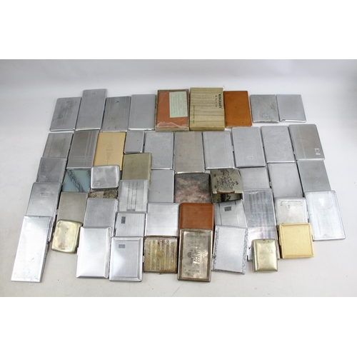 457 - Cigarette Case Job Lot Inc. Vintage Chrome Deco EPNS Leather Brass Antique x 50