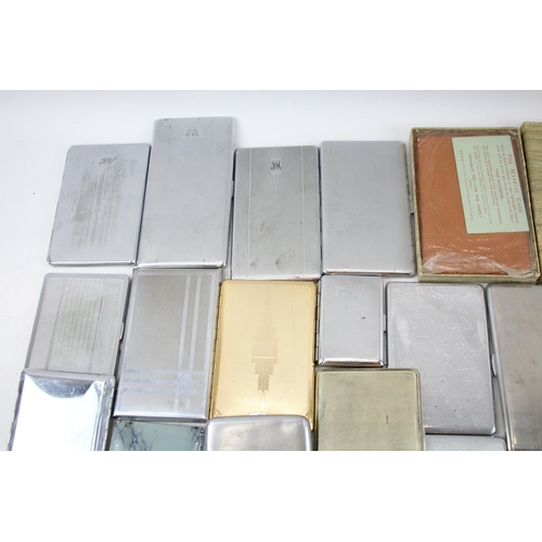 457 - Cigarette Case Job Lot Inc. Vintage Chrome Deco EPNS Leather Brass Antique x 50