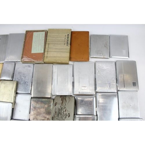 457 - Cigarette Case Job Lot Inc. Vintage Chrome Deco EPNS Leather Brass Antique x 50