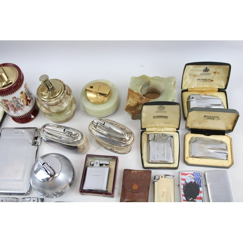 458 - Lighters Job Lot Inc Vintage Table / Desk - Zippo - Pipe - Ronson - Colibri Etc