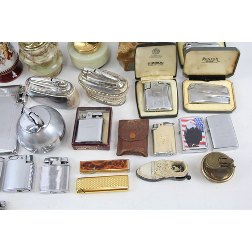 458 - Lighters Job Lot Inc Vintage Table / Desk - Zippo - Pipe - Ronson - Colibri Etc