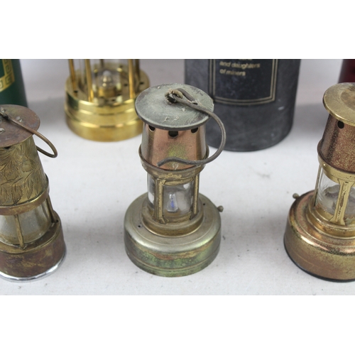 466 - Traditional Miners Lamp Job Lot Repro Welsh Brass & Miniatures x 6