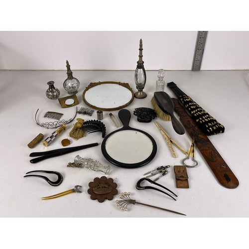 474 - Ladies Vanity Collectables Inc .925 Silver Detailing, Bone, Scent Bottles