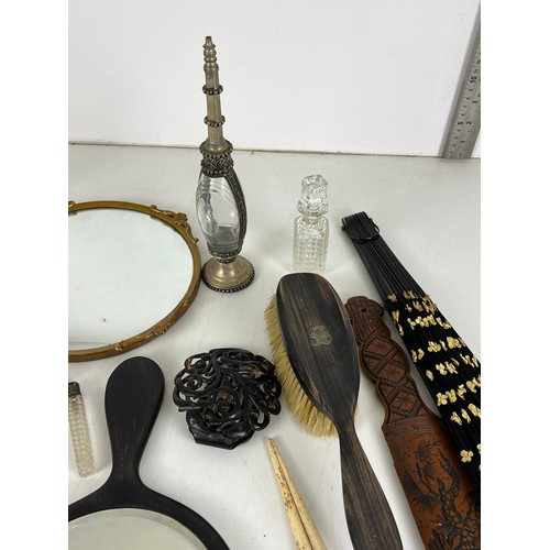 474 - Ladies Vanity Collectables Inc .925 Silver Detailing, Bone, Scent Bottles