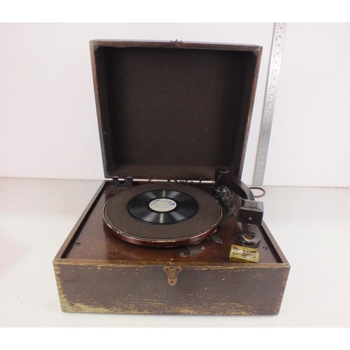 3 - EARLY HMV CASED PORTABLE RECORD PLAYER - UNTESTED AS SEEN