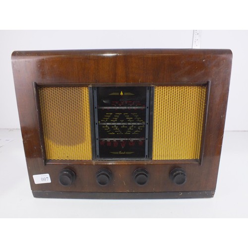 7 - BUSH AC11 VINTAGE WOODEN CASE VALVE RADIO - UNTESTED AS SEEN