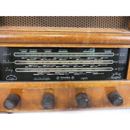 13 - VINTAGE COLUMBIA C301 WOODEN CASED RADIO - UNTESTED AS SEEN