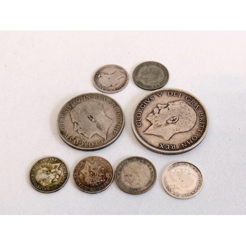 48 - BRITISH SILVER COINS INCLUDING 1919 SILVER HALFCROWN