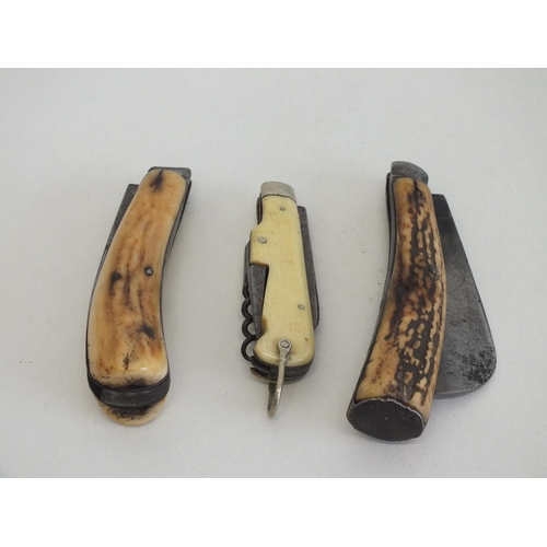 46 - Two sheffield pruner knives and one other