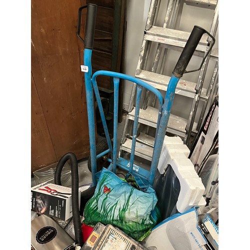 640 - Mixed lot of tools including step ladders tools and electrical items including tile cutter, draper, ... 