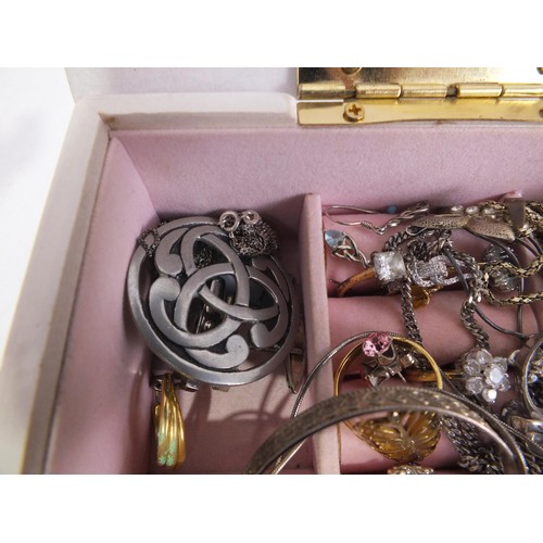 105 - Jewellery box and contents.