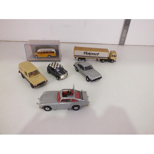 111 - Six vintage Dinky toys including James Bond 007 Aston Martin.