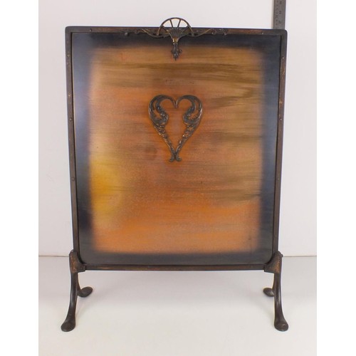 305 - Copper and cast iron Art Noveau fire frame.