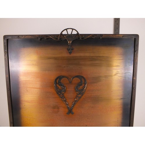 305 - Copper and cast iron Art Noveau fire frame.