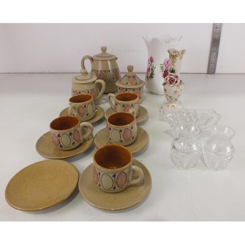 309 - Ceramics and glass includes studio pottery tea set.