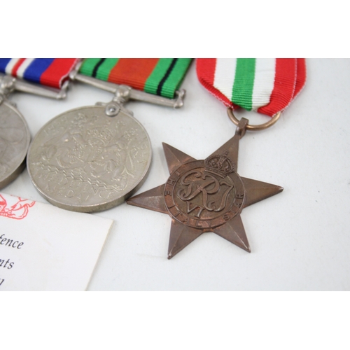 523 - WW2 Africa, Italy Star Medal Group & Award Note