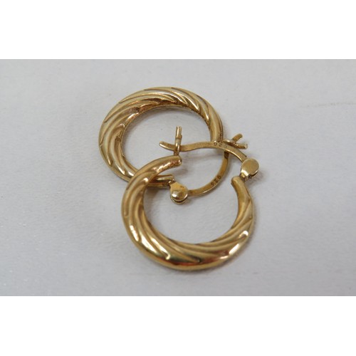 4 - Small 9ct gold hoop earrings and Gold plated 925 silver hoops.