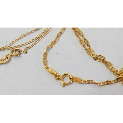 10 - Two 9ct gold neck chains.
Weight 1.6g