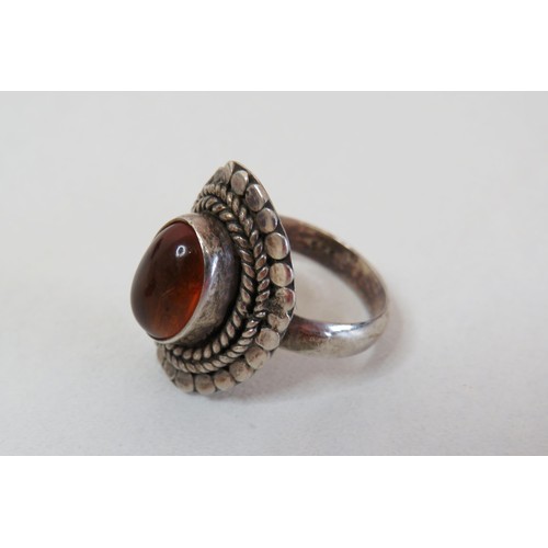 13 - Two vintage 925 silver and Amber rings.