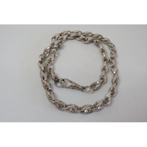 14 - 925 Silver fancy link neck chain with Albert clip fastener.
Length 19