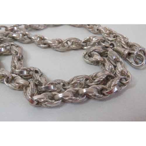 14 - 925 Silver fancy link neck chain with Albert clip fastener.
Length 19