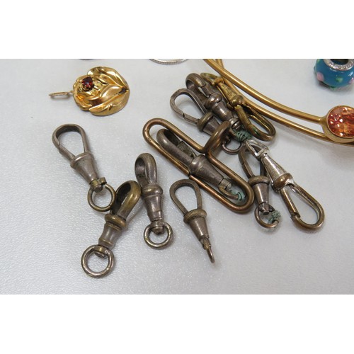 63 - Jewellery including Gold Tone and Albert chain clasps.