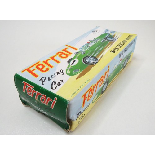 65 - 1960's Plastic Friction Ferrari toy racing car in original box.