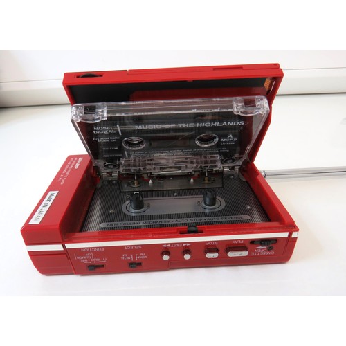 74 - Vintage 1980's Sharp Red JC-AV1 Sterio TV & Cassette Player in working order with instruction manual... 