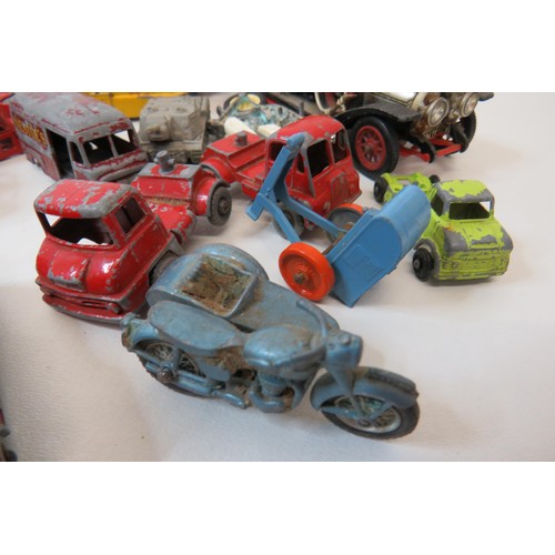 76 - Job lot of playworn diecast Matchbox Lesney and Corgi Chitty Bang Bang etc.