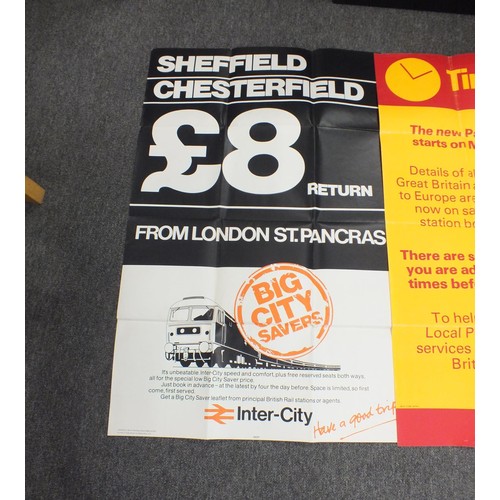 149 - Two railway posters Sheffield to Chesterfield and British Rail timetable change 40