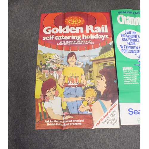 151 - Two railway posters Sealink from Weymouth and Portsmouth, Golden Rail Butlins holidays 40