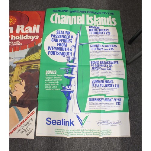 151 - Two railway posters Sealink from Weymouth and Portsmouth, Golden Rail Butlins holidays 40