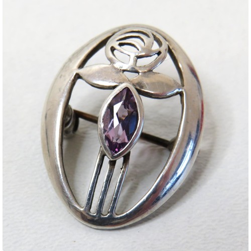 185 - MacIntosh silver brooch.