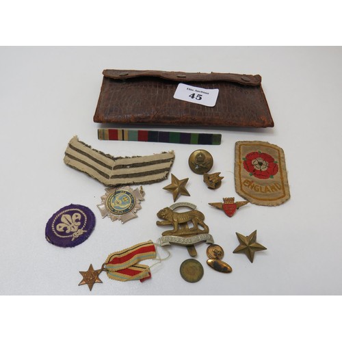 44 - Five WW2 Medal, Stars and Defence, buttons etc.