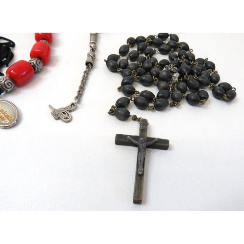 84 - Job lot of religious theme jewellery, Rosary beads, Crucifix pendants etc.