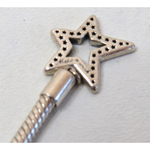 91 - Three 925 Silver Bracelets including Pandora Moments Asymmetrical pave Star.