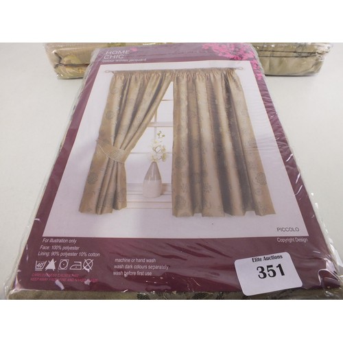 351 - Three pairs of 66x72 curtains including luxurious woven lined curtains 