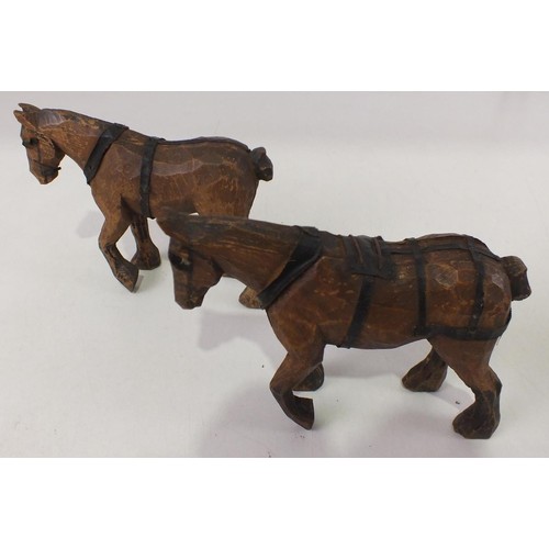 208 - Old toy cart with pair of horses