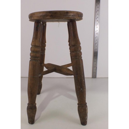 362 - Vintage oak farmhouse stool.